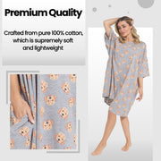 OLIVIA ROCCO Women's Cockapoo Baggy Nighty Dress 100% Cotton Oversized Nightshirt