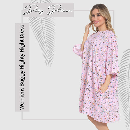 OLIVIA ROCCO Giraffe Print Nightshirt Women Baggy 100% Cotton Short Sleeve Oversized