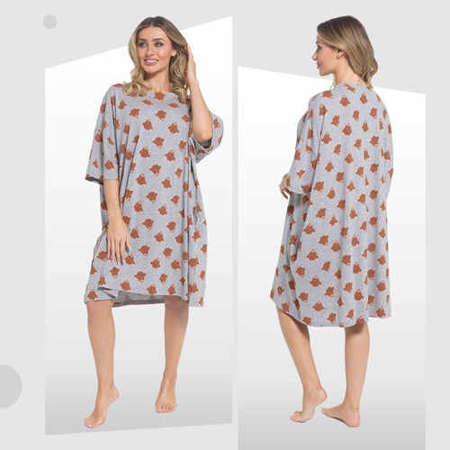 OLIVIA ROCCO Ladies Highland Cow Cream Baggy Nightdress Oversized T Shirt Nightshirt 100% Cotton Super Soft Cosy Home Loungewear
