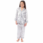 OLIVIA ROCCO Girls Satin Silk Long Sleeve Pyjama Set Black Pink Grey 5-14 Button Down