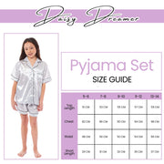 OLIVIA ROCCO Girls Satin Silk Short Pyjama Set Button Down Shirt And Loose Fitting Pants