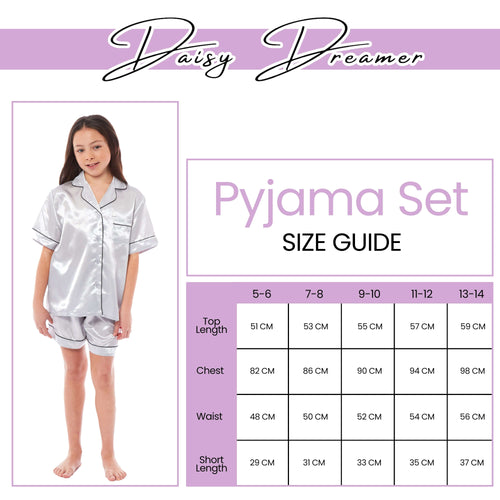 OLIVIA ROCCO Girls Satin Silk Short Pyjama Set Button Down Shirt And Loose Fitting Pants