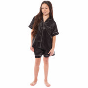 OLIVIA ROCCO Girls Satin Silk Short Pyjama Set Button Down Shirt And Loose Fitting Pants