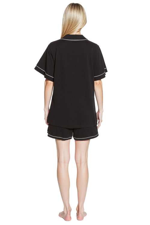 OLIVIA ROCCO Women Black Short Pyjama Set Super Soft Sleepwear With Button Up Top