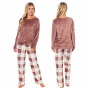 OLIVIA ROCCO Womens Buffalo Check Fleece Ultra Soft Pyjama Set Super Soft Cosy Home Loungewear