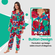 OLIVIA ROCCO Leopard Print Button Up Pyjama Set in Soft Breathable Viscose Sleepwear
