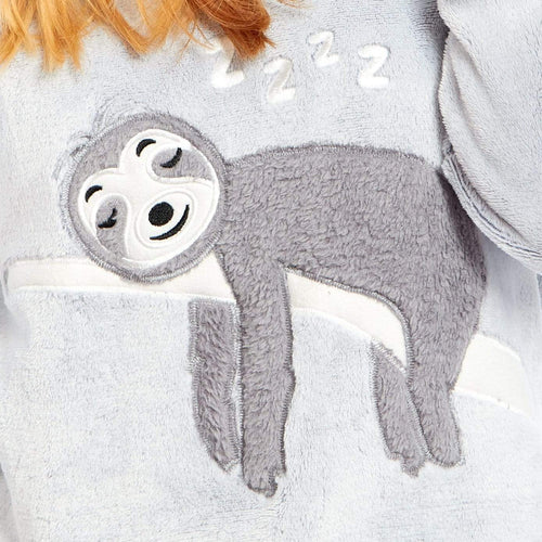 OLIVIA ROCCO Matching Mother Daughter Plush Fleece Hooded Pyjama Set Embroidered Sloth