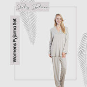 OLIVIA ROCCO Womens Grey Pyjama Set Soft Touch Long Sleeve Button Up Top Super Soft Cosy Home Loungewear