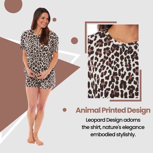 OLIVIA ROCCO Womens Cotton Pyjama Sets Leopard Zebra Prints Breathable Nightwear
