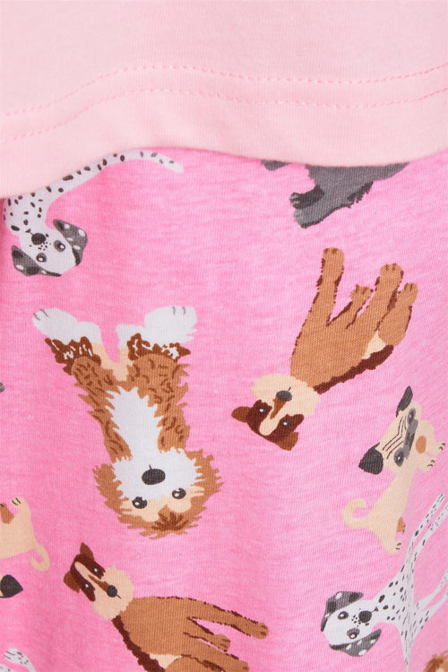 OLIVIA ROCCO Pyjama Set Pink Dog Print Jersey Cotton Long Sleeve Sleepwear Womens