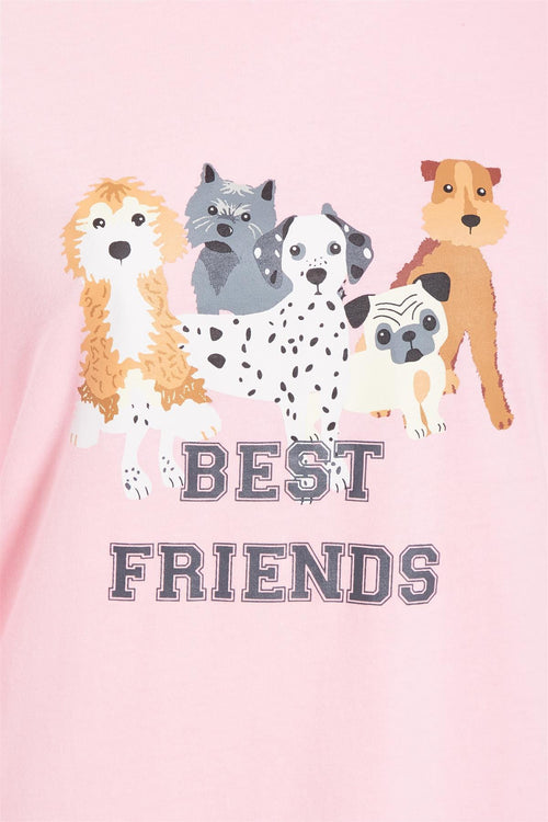 OLIVIA ROCCO Pyjama Set Pink Dog Print Jersey Cotton Long Sleeve Sleepwear Womens