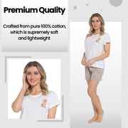 OLIVIA ROCCO Women Cockapoo Pyjama Set T Shirt And Shorts Soft Cotton Loungewear