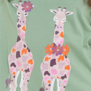 OLIVIA ROCCO Women's Giraffe Print Cotton Jersey Long Sleeve Pyjama Set Soft Sleepwear