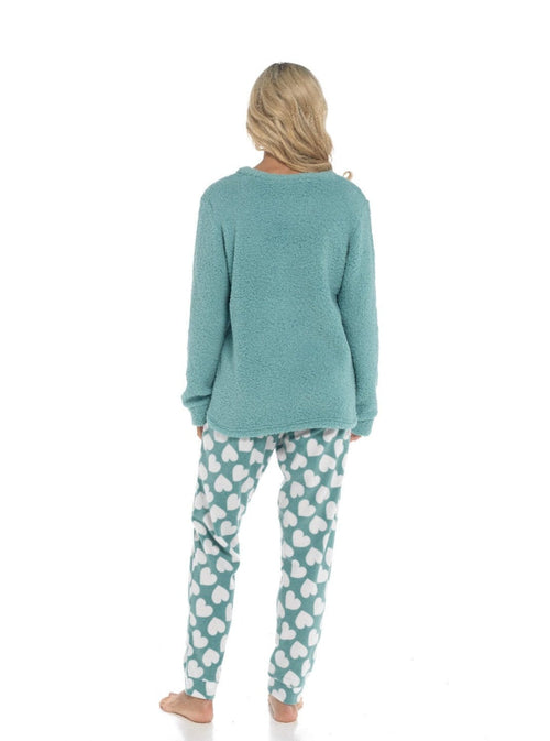 OLIVIA ROCCO Panda Snuggle Fleece Pyjama Set Women With Printed Pants Easy Care Fabric