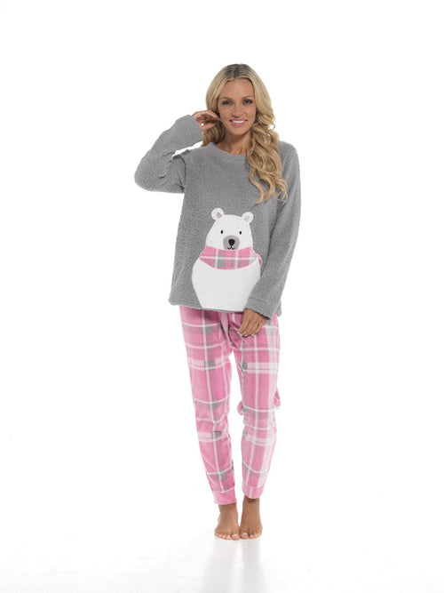 OLIVIA ROCCO Pyjama Set Ultra-Soft Fleece Polar Bear Print With Elasticated Bottoms