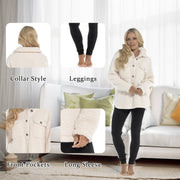 OLIVIA ROCCO Womens Sherpa Top And Leggings Lounge Set With Double Pockets Long Sleeve