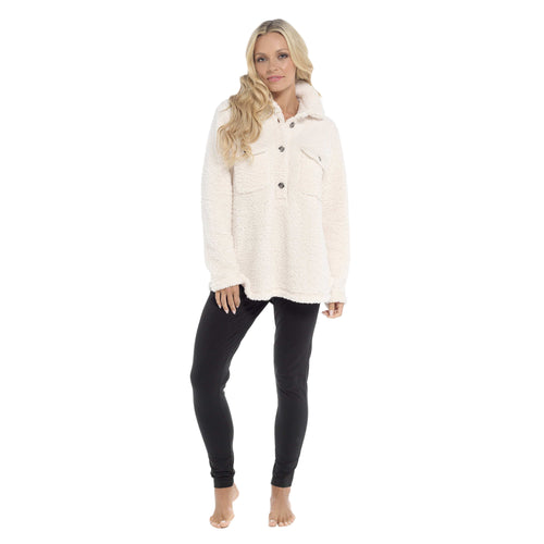 OLIVIA ROCCO Womens Sherpa Top And Leggings Lounge Set With Double Pockets Long Sleeve
