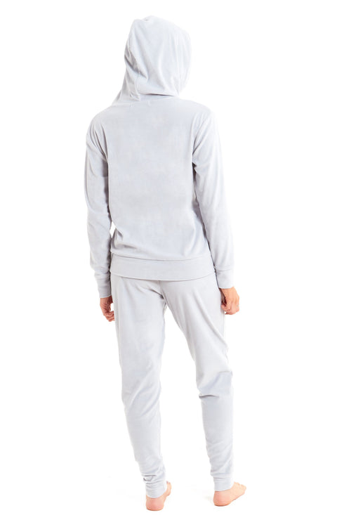 OLIVIA ROCCO Womens Hooded Velour Lounge Set With Zipped Top And Elasticated Waistband