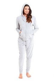 OLIVIA ROCCO Womens Hooded Velour Lounge Set With Zipped Top And Elasticated Waistband