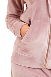 OLIVIA ROCCO Womens Hooded Velour Lounge Set With Zipped Top And Elasticated Waistband