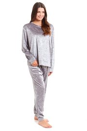 OLIVIA ROCCO Women's Crushed Velvet Pyjama Set Top And Pants Soft Loungewear In Multiple