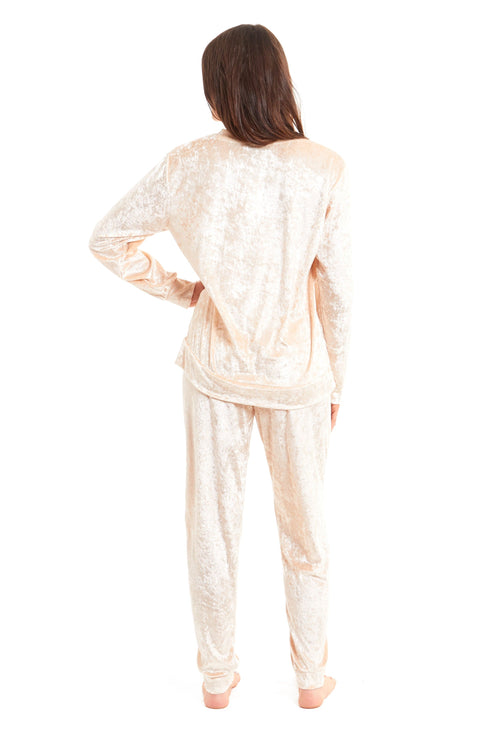OLIVIA ROCCO Women's Crushed Velvet Pyjama Set Top And Pants Soft Loungewear In Multiple