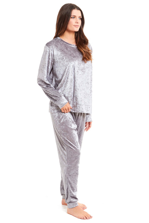 OLIVIA ROCCO Women's Crushed Velvet Pyjama Set Top And Pants Soft Loungewear In Multiple