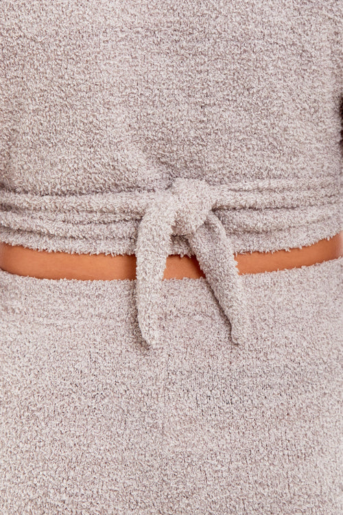 OLIVIA ROCCO Womens Teddy Fleece Loungewear Set With Wrap Top And Stretch Pants Easy-Care Super Soft Sleep Set
