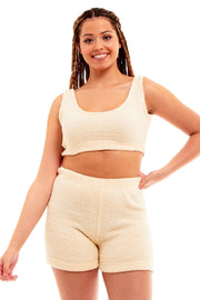 OLIVIA ROCCO Womens Teddy Fleece Tank Top And Shorts Loungewear Set For All Year Comfort