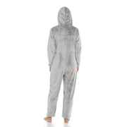 OLIVIA ROCCO Womens Shimmer Fleece Hooded Onesie With Zip Pockets Pompom Detail Easy-Care Hotel-Quality Textile