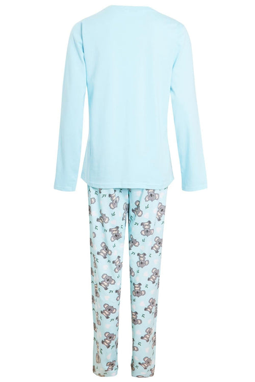 OLIVIA ROCCO Women's Koala Bear Cotton Pyjama Set 100% Cotton Elasticated Waistband