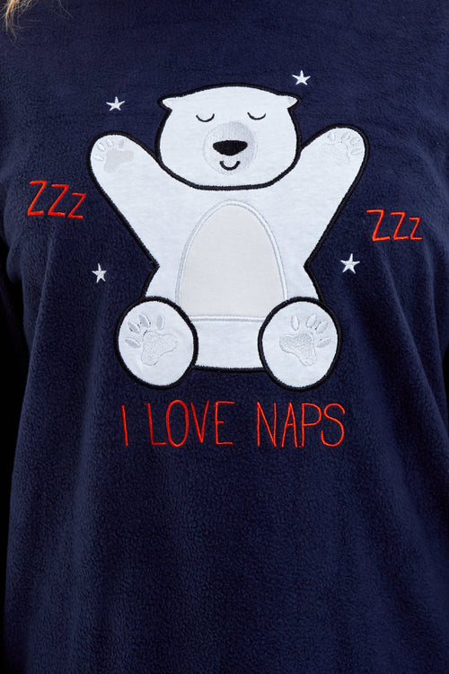 OLIVIA ROCCO Women's Polar Bear Fleece Pyjama Set Cosy Winter Sleepwear Festive Christmas
