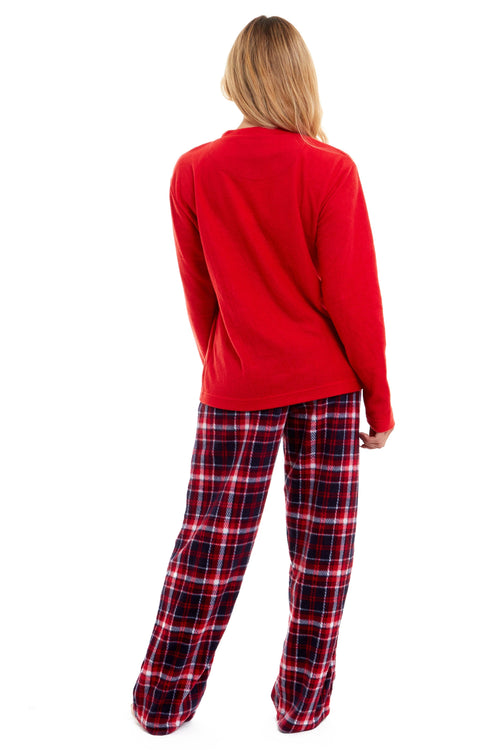 OLIVIA ROCCO Women's Polar Fleece Pyjama Set Festive Reindeer Pattern UltraSoft Winter