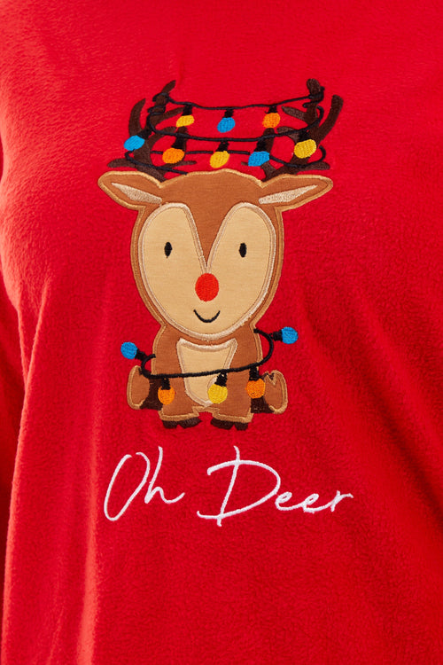 OLIVIA ROCCO Women's Polar Fleece Pyjama Set Festive Reindeer Pattern UltraSoft Winter