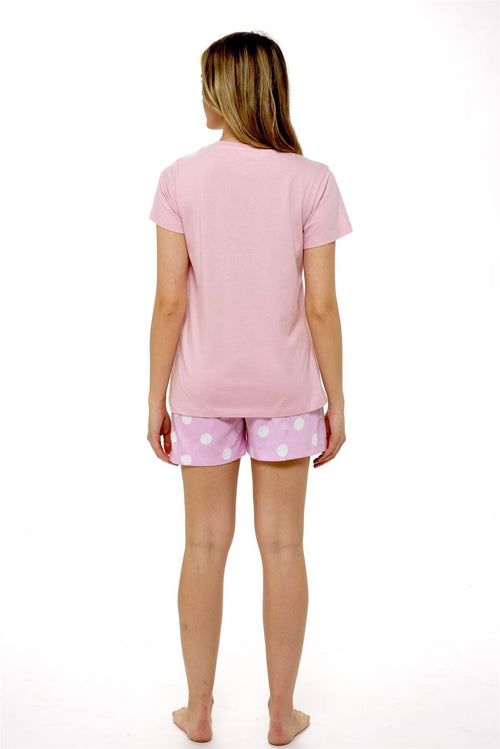 OLIVIA ROCCO Women's Pyjama Set T Shirt And Shorts Sausage Dog Print Soft Cotton Super Soft Cosy Home Loungewear