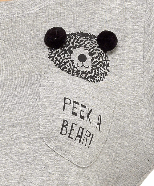 OLIVIA ROCCO Womens Grey Cotton Pyjama Set With Teddy Bear Design Cosy Easy-Care Nightwear Set