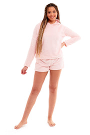 OLIVIA ROCCO Women's Hooded Fleece Top And Shorts Pyjama Loungewear Set Super Soft
