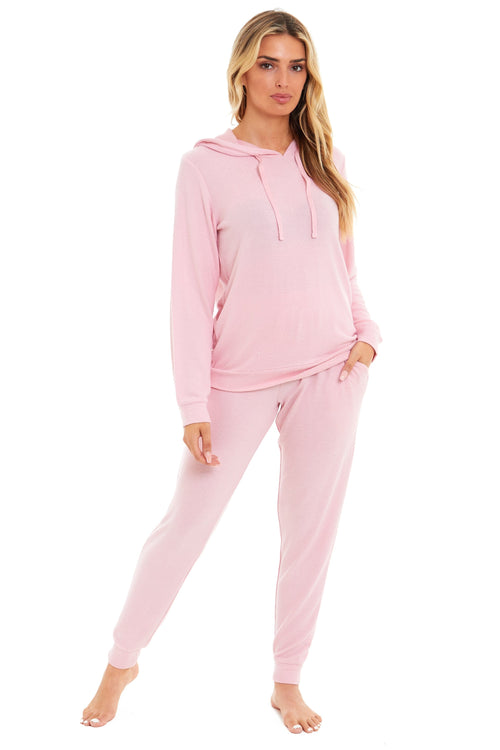 OLIVIA ROCCO Women's Super Cosy Hooded Pyjama Set Soft Brushed Viscose Loungewear