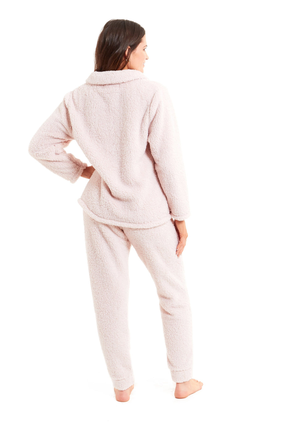OLIVIA ROCCO Women's Teddy Fleece Lounge Set Zip Up Pyjama with Elasticated Waistband
