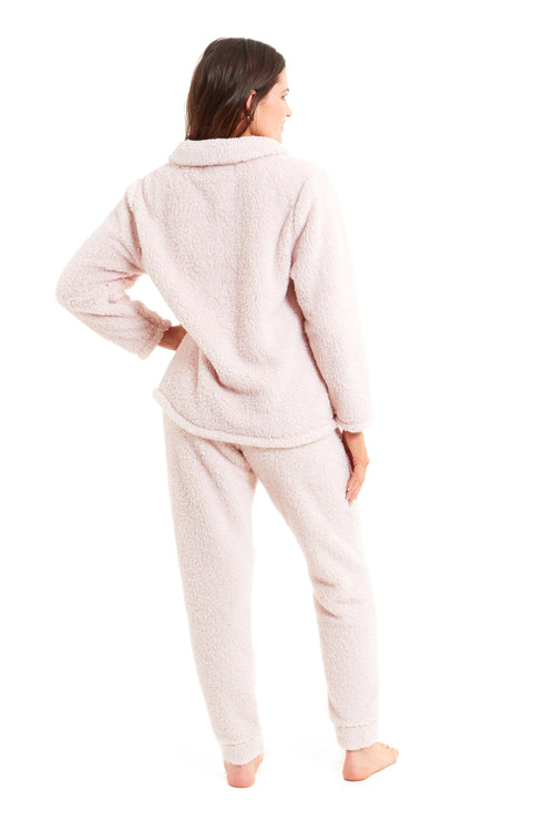 OLIVIA ROCCO Women's Teddy Fleece Lounge Set Zip Up Pyjama with Elasticated Waistband