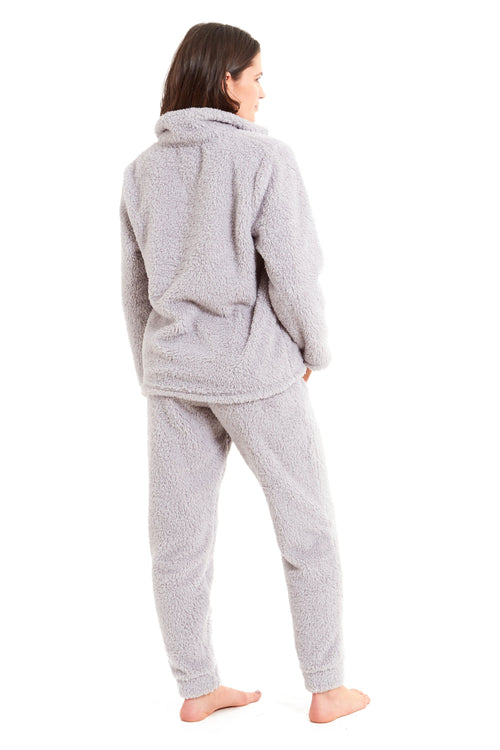 OLIVIA ROCCO Women's Teddy Fleece Lounge Set Zip Up Pyjama with Elasticated Waistband
