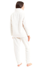 OLIVIA ROCCO Women's Teddy Fleece Lounge Set Zip Up Pyjama with Elasticated Waistband