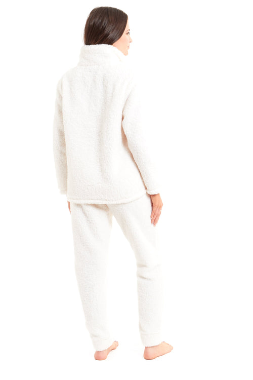 OLIVIA ROCCO Women's Teddy Fleece Lounge Set Zip Up Pyjama with Elasticated Waistband