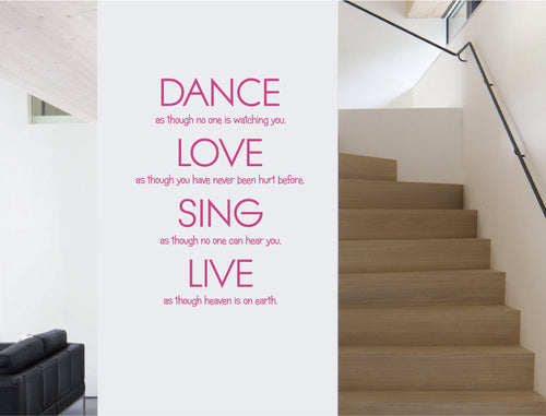 Dance Love Sing Live Inspirational Wall Sticker Quote
