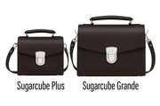 Handmade Leather Sugarcube Handbag - Dark Brown