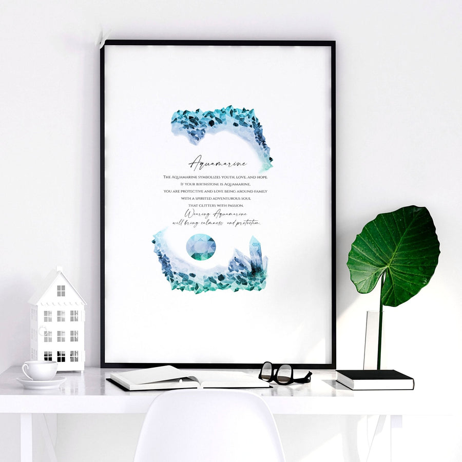 Aquamarine Birthstone December | wall art print
