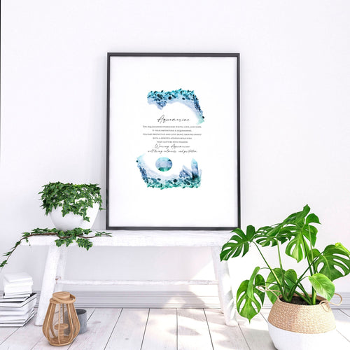 Aquamarine Birthstone December | wall art print