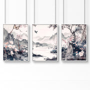 Decorating Bedroom Walls | Set of 3 Chinoiserie Wall art Prints