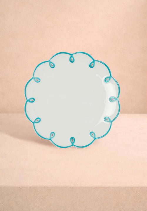 Sky Blue Scalloped Dessert Plate - Set of 4