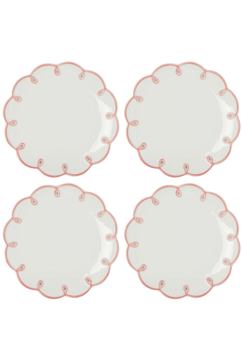 Pretty In Pink Scalloped Lunch Plate - Set of 4